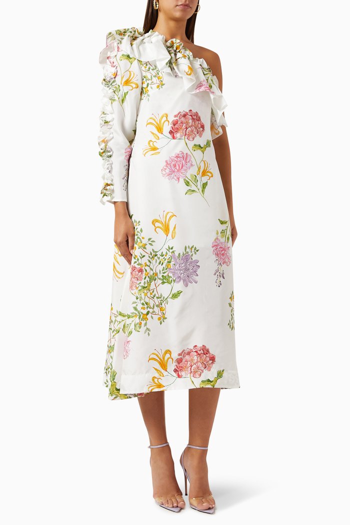 

Zeki One-shoulder Dress in Silk, White
