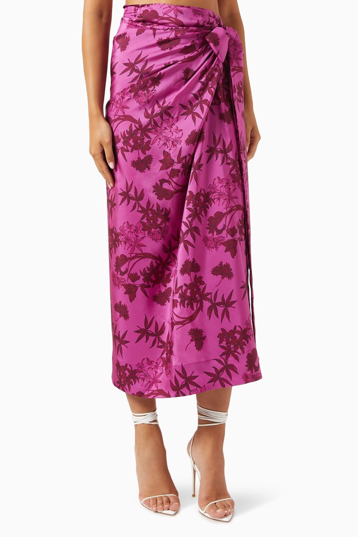 

Lumi Tie-up Skirt in Silk, Pink