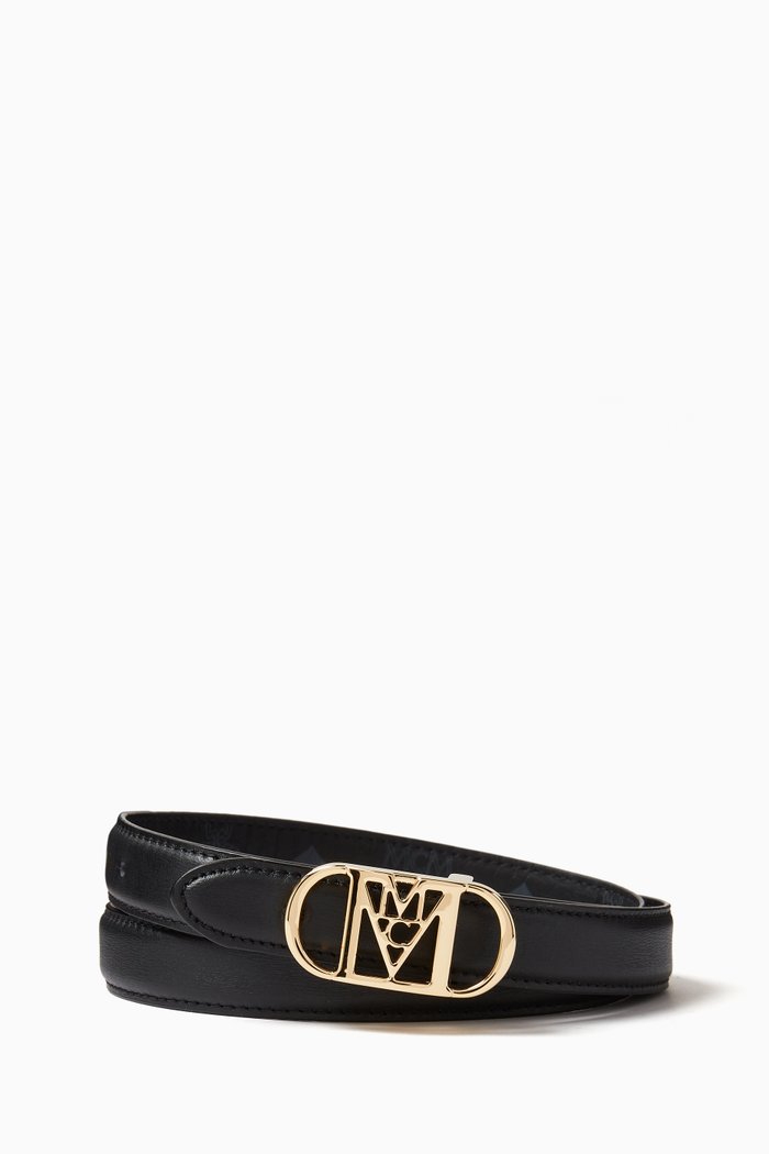 

Mode Mena Reversible Belt in Leather & Signature Visetos, Black