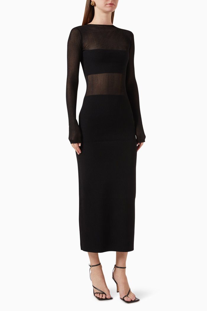 

Impermanence Splice Maxi Dress in Viscose-knit, Black