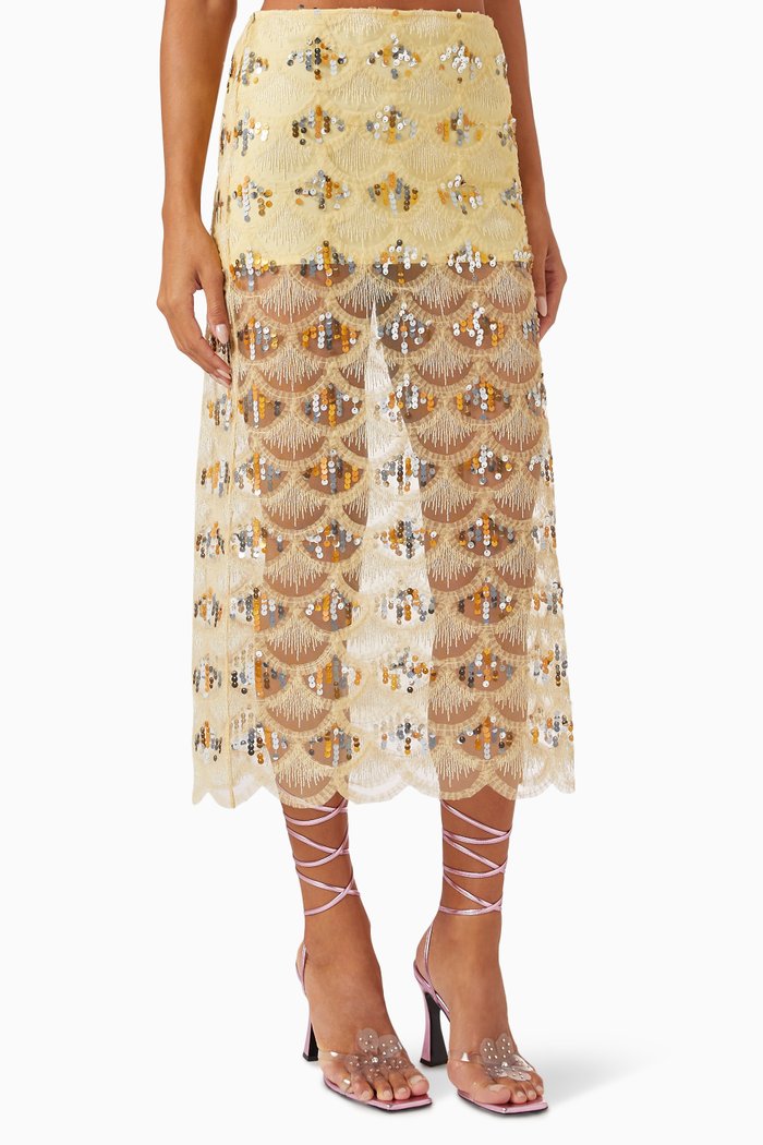 

Helen Sequin Midi Skirt, Neutral