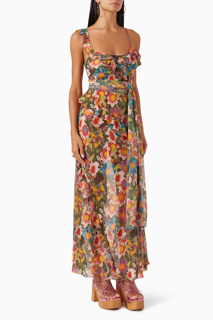 

Monica Ruffled Maxi Dress, Multicolour