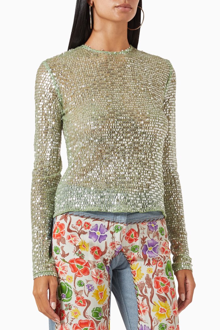 

Desta Crystal-embellished Top, Green