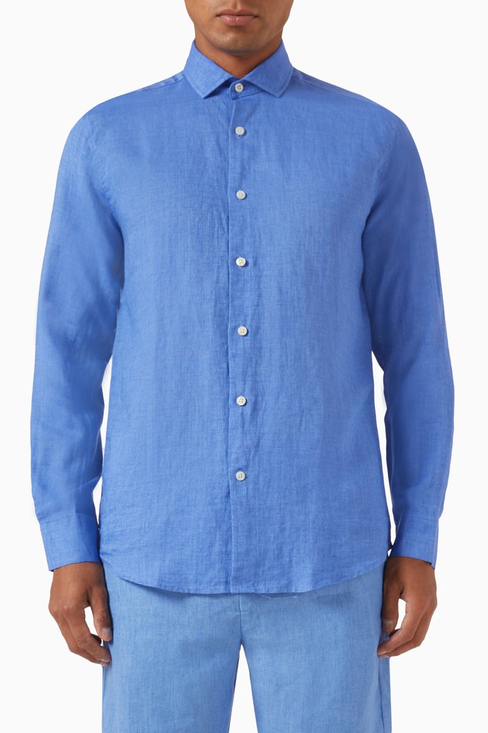

Antonio Shirt in Linen, Blue