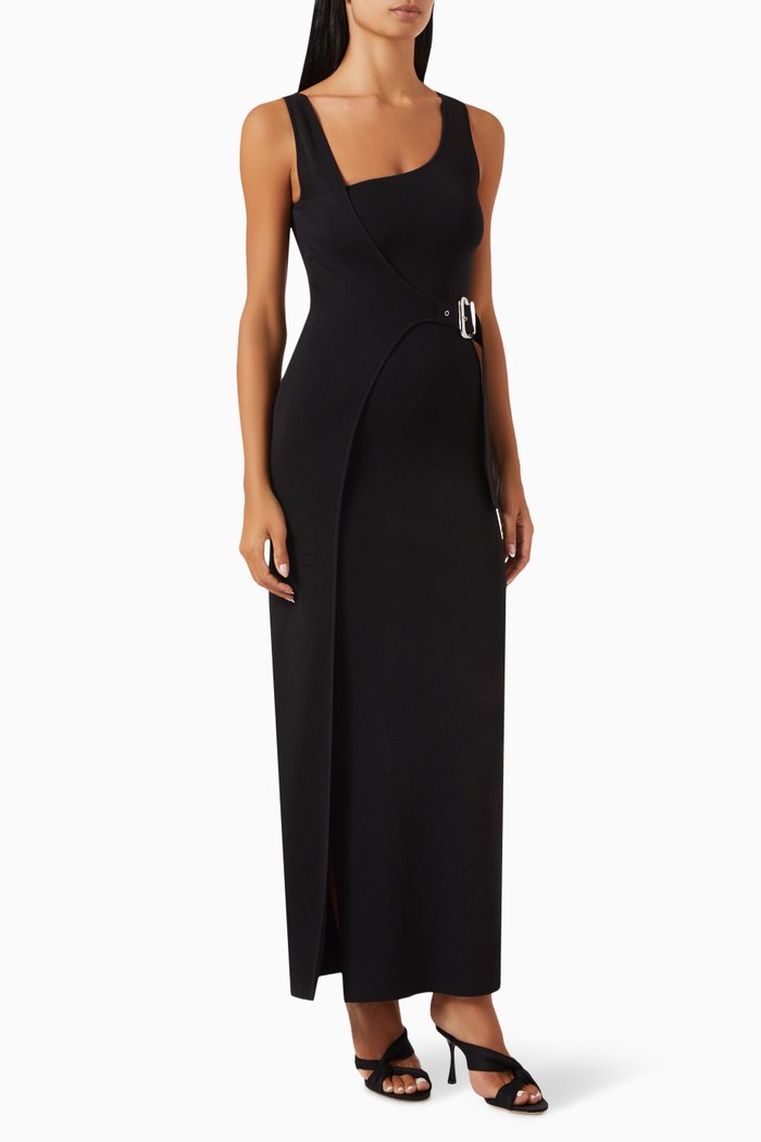 

Modernist Belted Midi Dress, Black