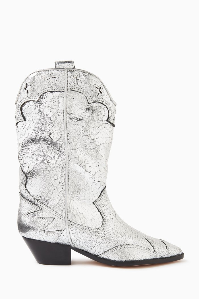 

Cicera 40 Boots in Metallic Leather, Silver