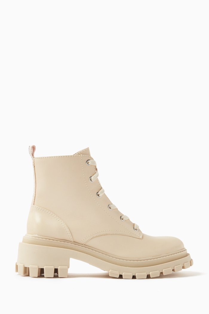 

Chunky Combat Boots in Leather, Neutral
