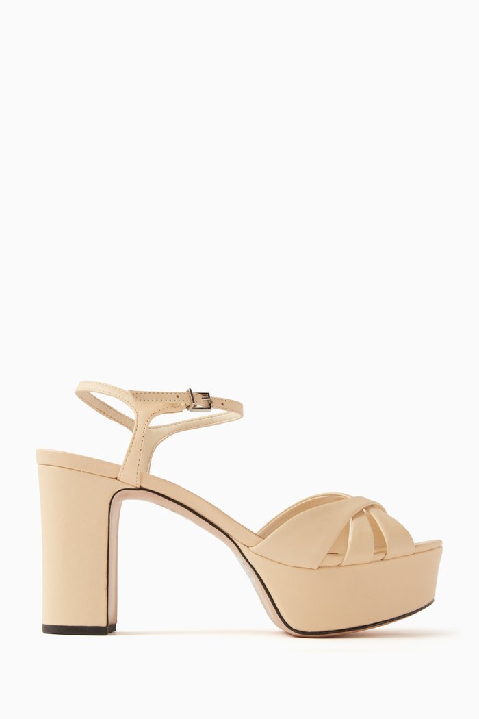 

Criss-cross Platform Sandals in Leather, Neutral