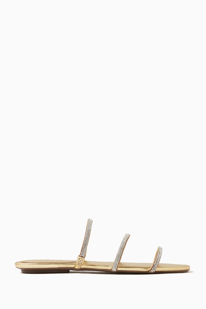 

Alanes Crystal Strap Slides, Gold
