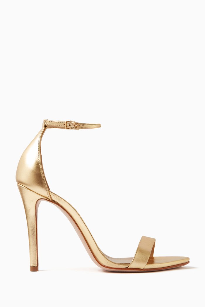 

Stiletto 110 Sandals in Metallic Leather, Gold