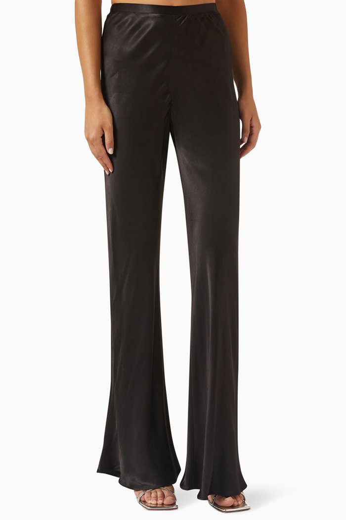 

Camille Bias Cut Pants, Black