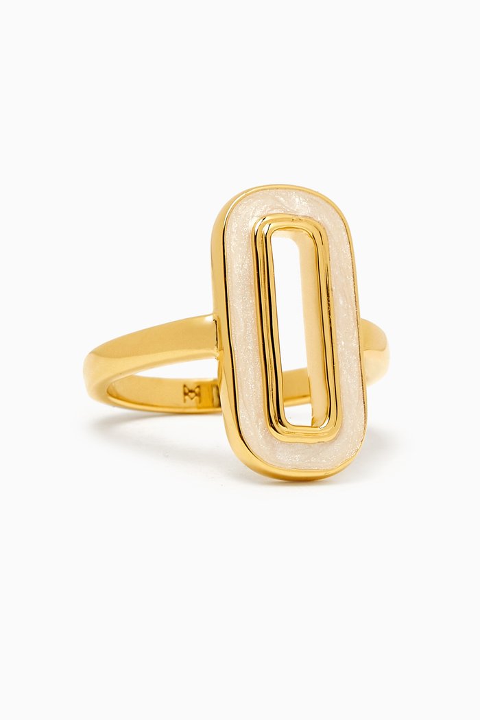 

Enamel Ring in18kt Recycled Gold-plated Sterling Silver, White