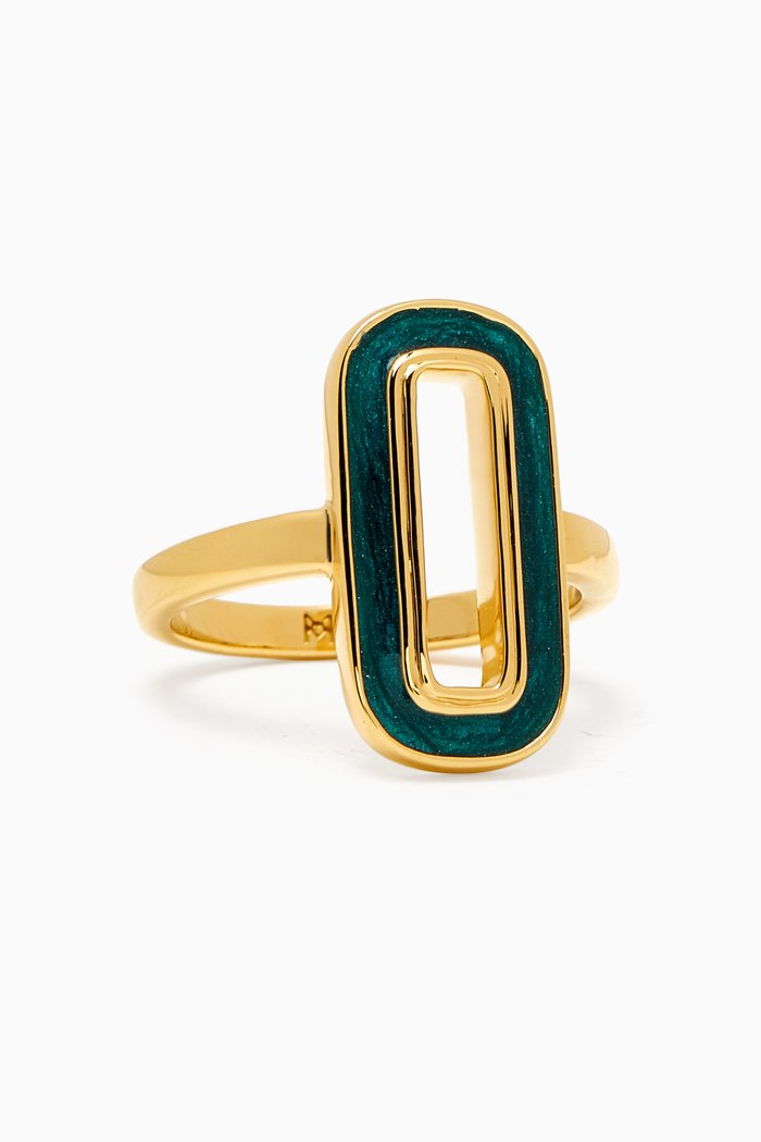 

Enamel Ring in 18kt Recycled Gold-plated Sterling Silver, Green