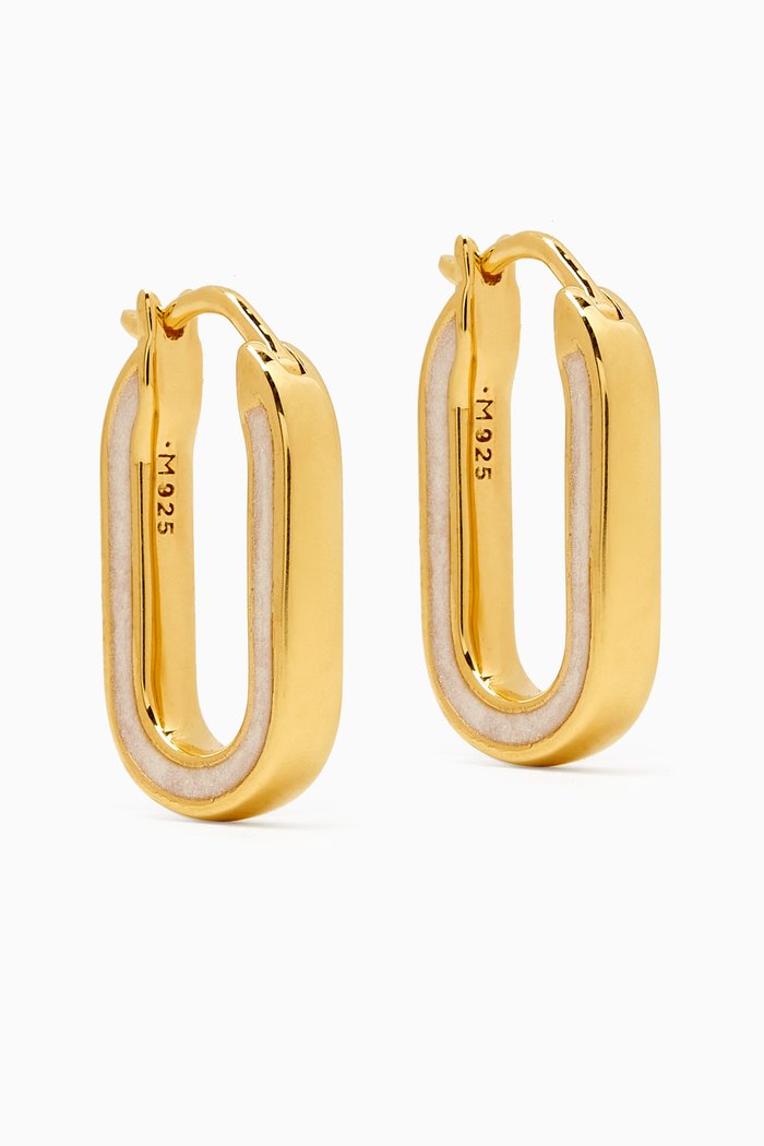 

Small Enamel Hoop Earrings in 18kt Recycled Gold-plated Sterling Silver, White