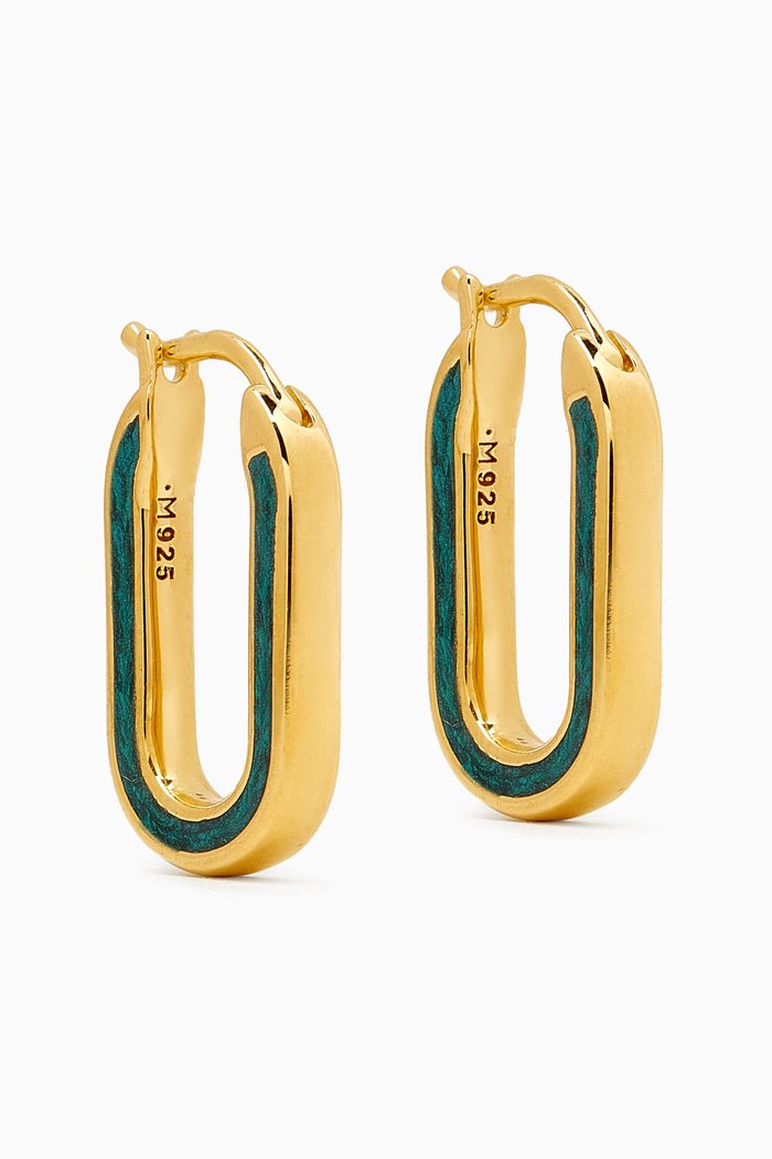 

Small Enamel Hoop Earrings in 18kt Recycled Gold-plated Sterling Silver, Green
