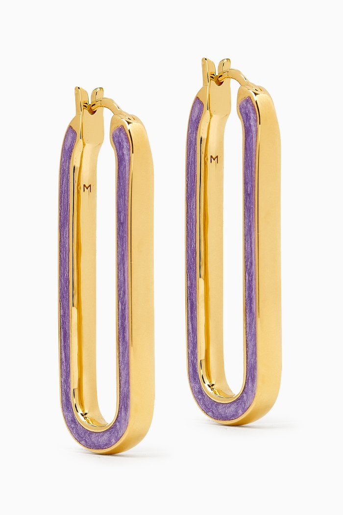 

Large Enamel Hoop Earrings in 18kt Recycled Gold-plated Sterling Silver, Purple