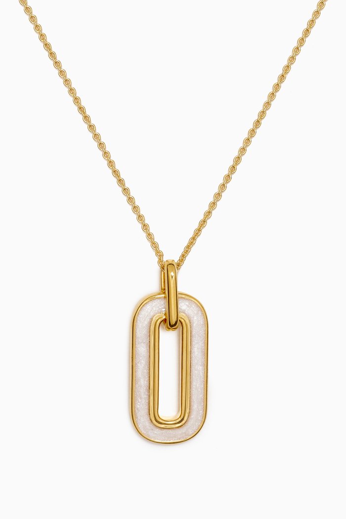 

Small Enamel Necklace in 18kt Recycled Gold-plated Sterling Silver, White