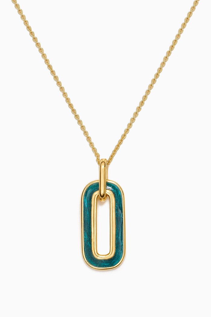 

Small Enamel Necklace in 18kt Recycled Gold-plated Sterling Silver, Green