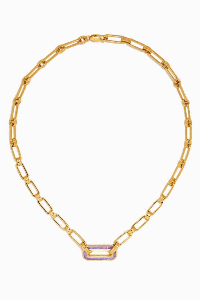 

Enamel Chain-link Necklace in 18kt Recycled Gold-plated Sterling Silver, Purple