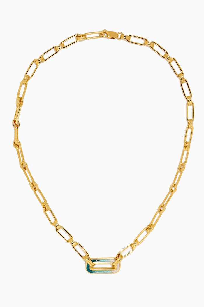 

Enamel Chain-link Necklace in 18kt Recycled Gold-plated Sterling Silver, Green
