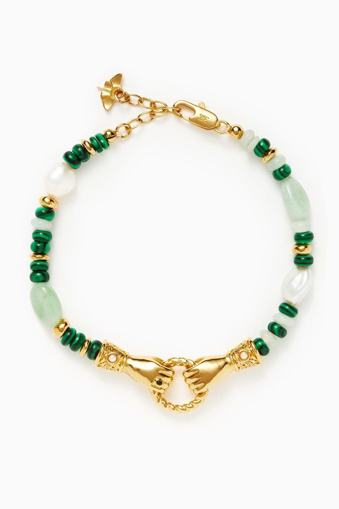 

Harris Beaded Hands Bracelet in 18kt Recycled Gold-plated Sterling Silver, Green