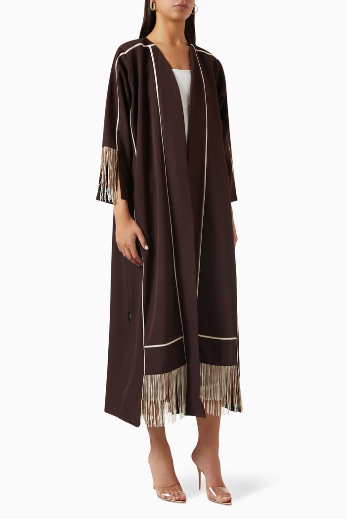 

Tassel Trim Abaya, Brown