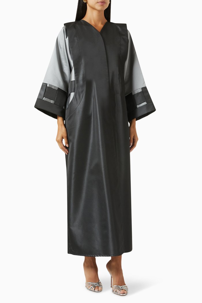 

Two-tone Panelled Abaya, Black