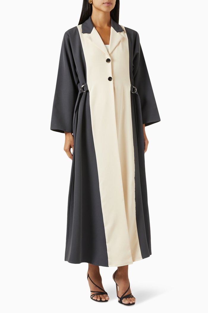 

Two-tone Jacket Abaya, Grey