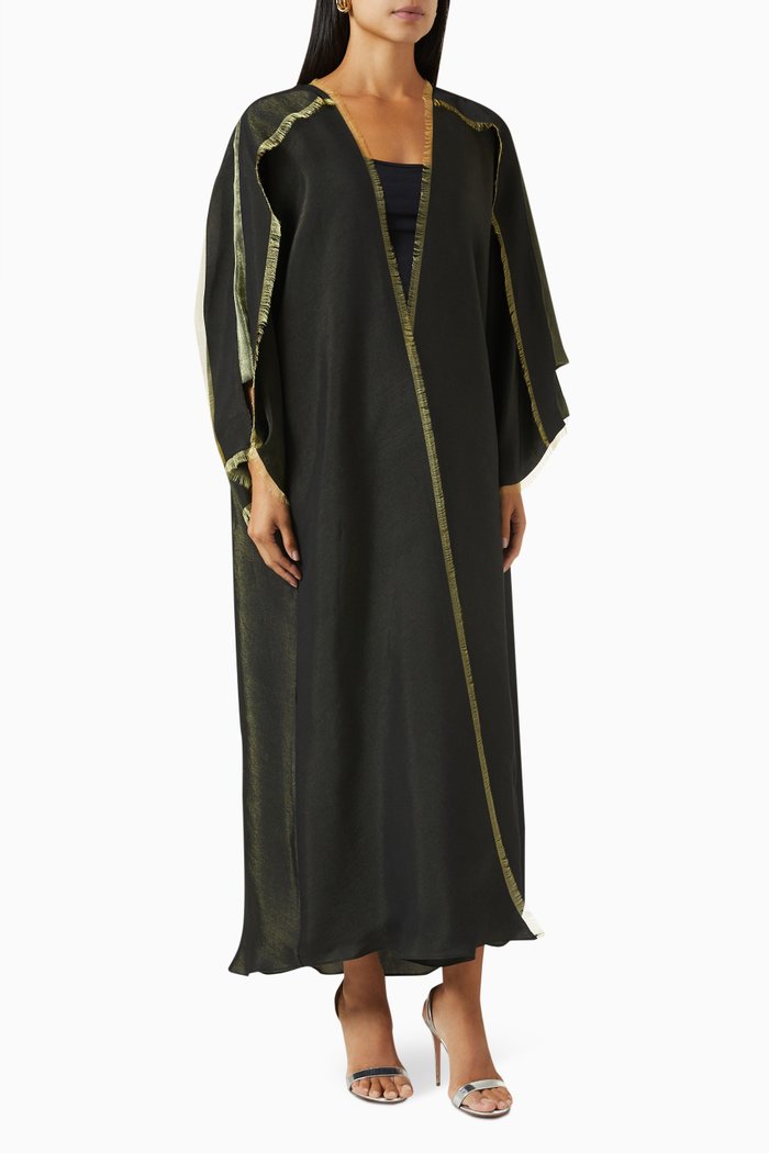 

Fringe-trim Abaya, Black