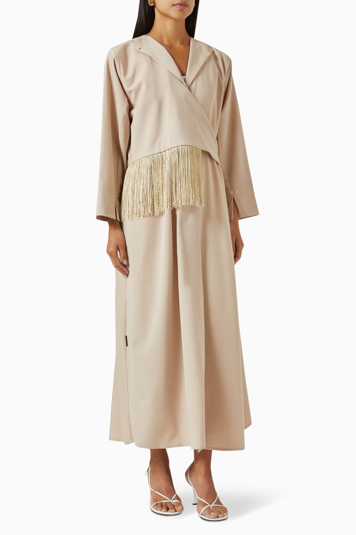 Tassel Jacket Abaya, Neutral