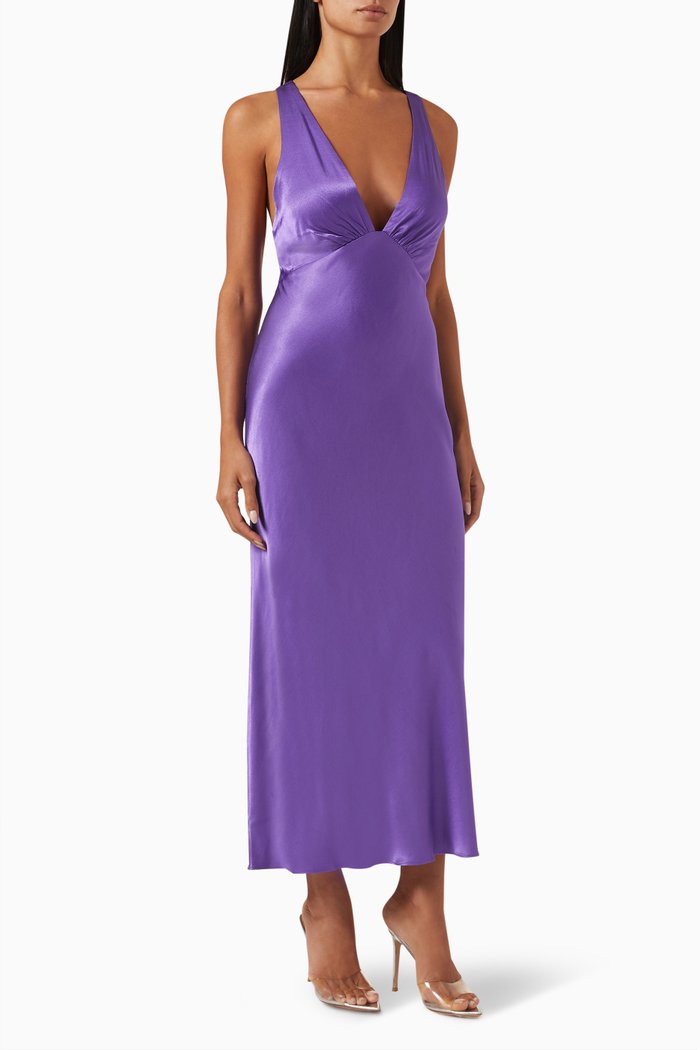 

Lana Plunged Back Midi Dress, Purple