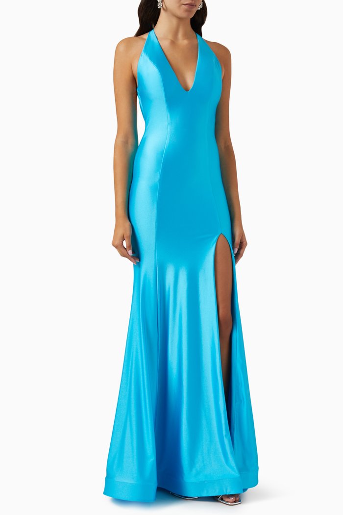 Halterneck Gown, Blue