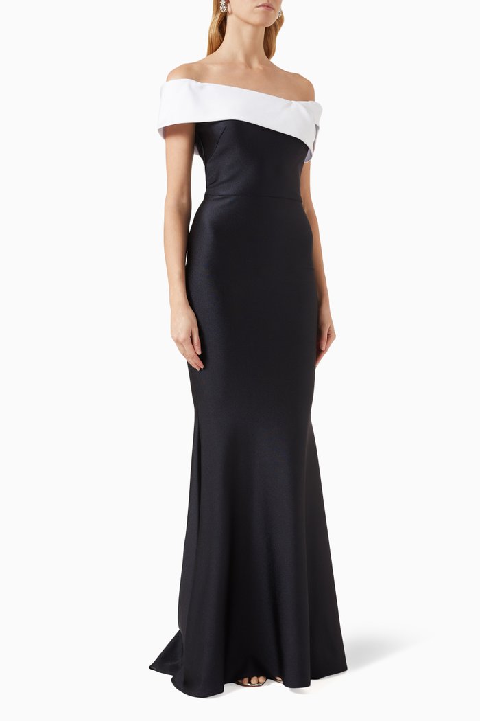 

Off-shoulder Two-tone Gown, Multicolour