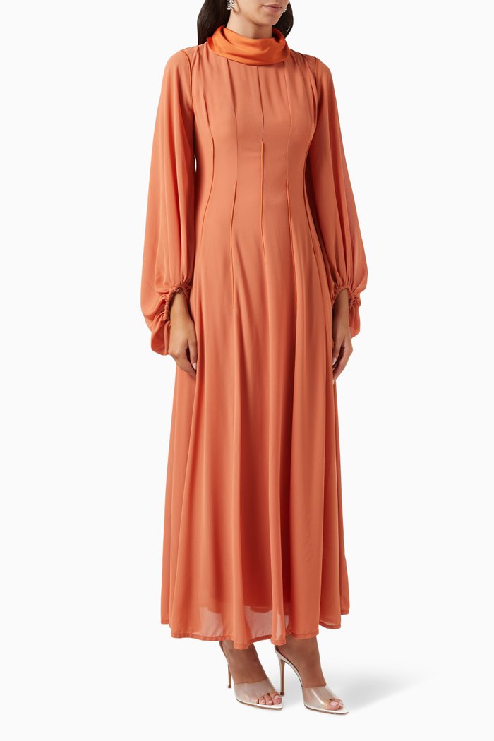 

Johra Balloon-sleeve Dress, Orange