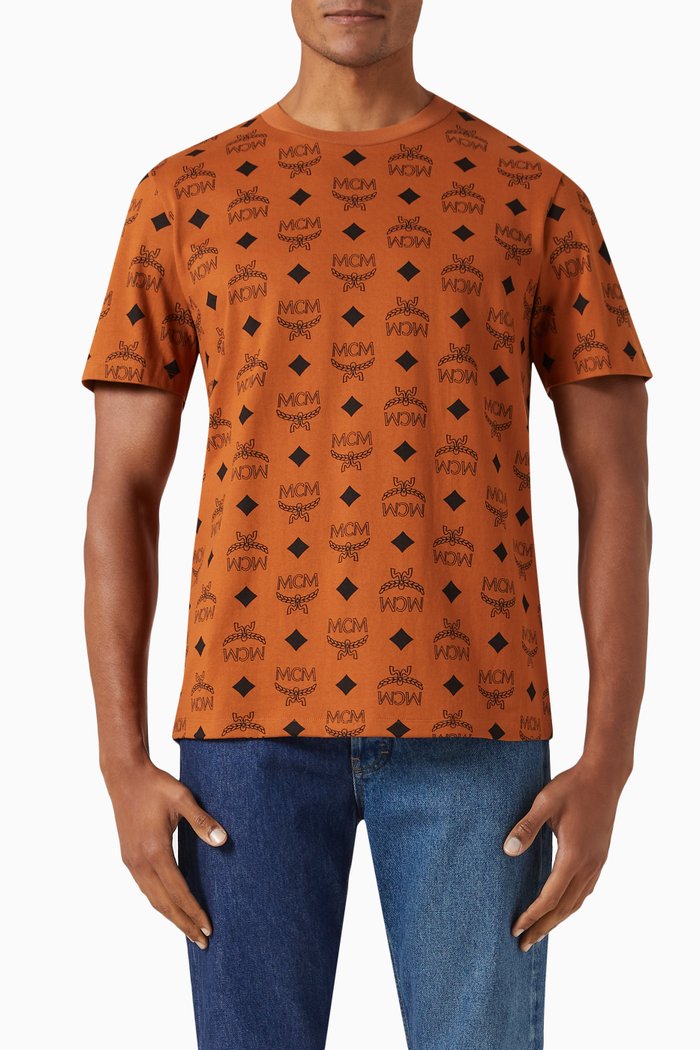 

Printed T-shirt in Cotton Jersey, Brown