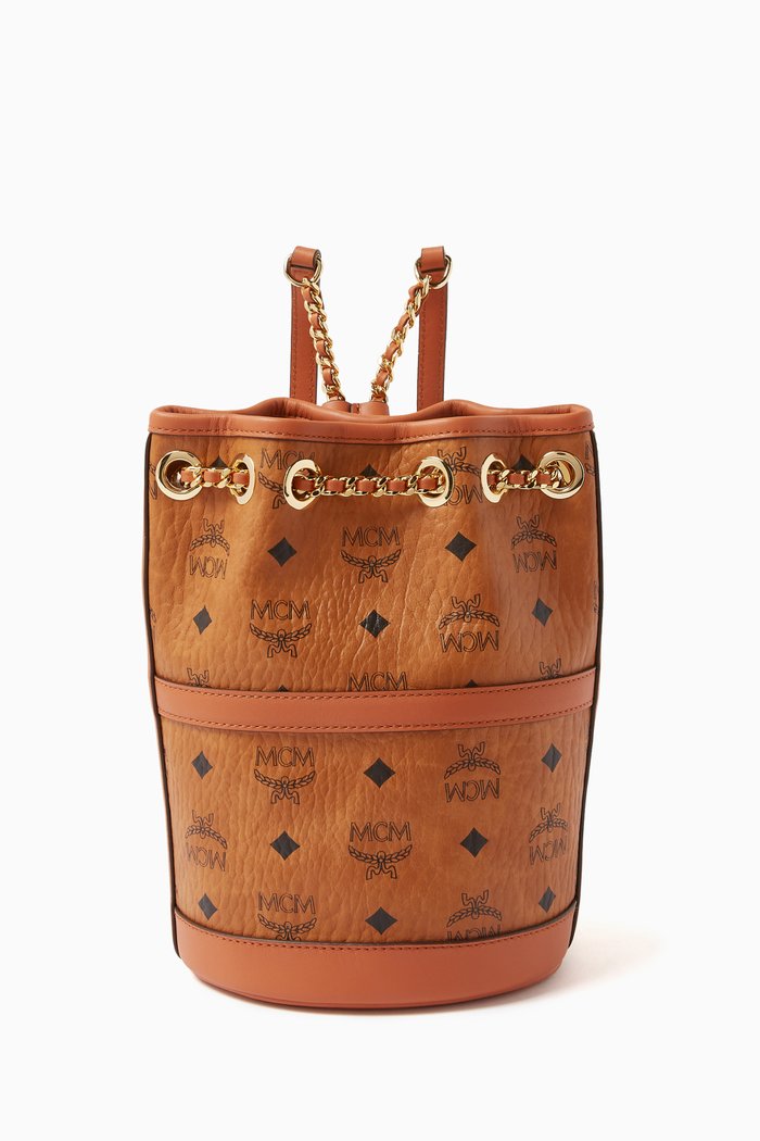 

Mini Aren Chain Backpack in Visetos, Brown