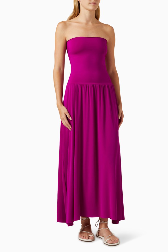 

Oda Long Dress in Crêpe Jersey, Pink