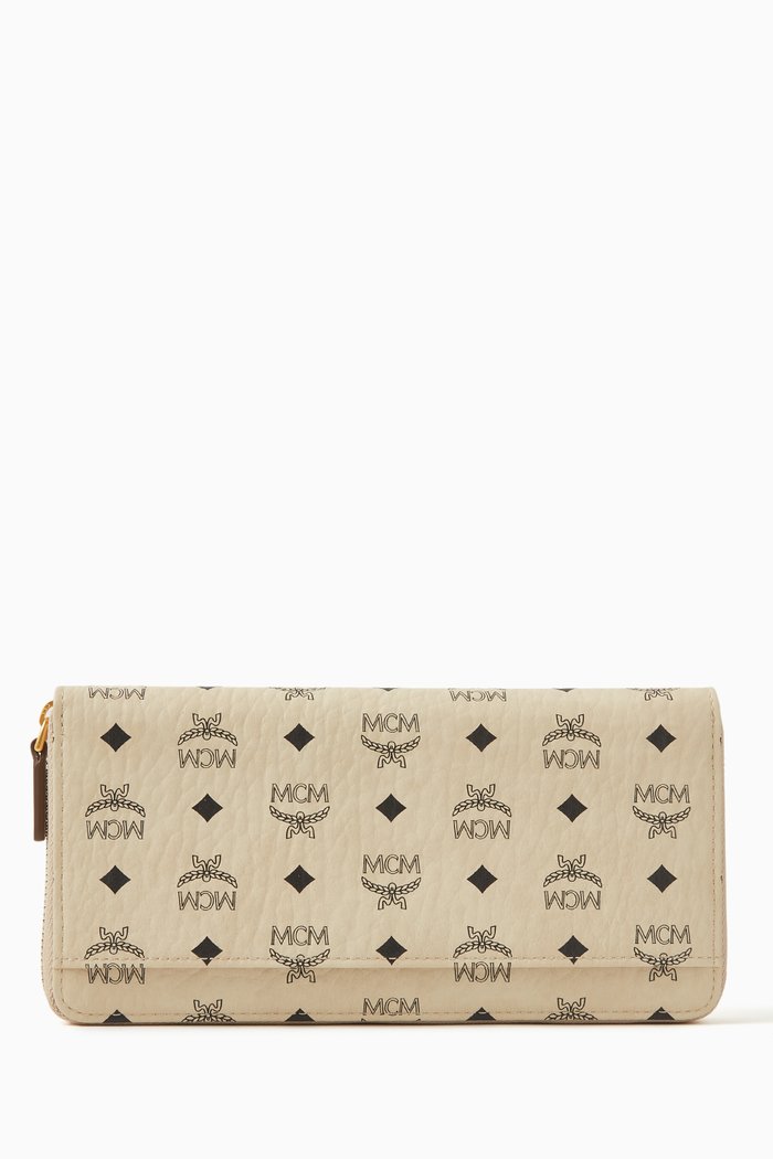

Large Zip Around Wallet in Visetos, Neutral