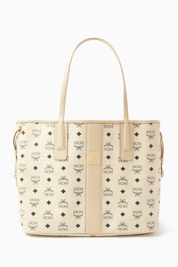 Medium Reversible Liz Shopper Tote Bag in Visetos Monogram Canvas, Neutral