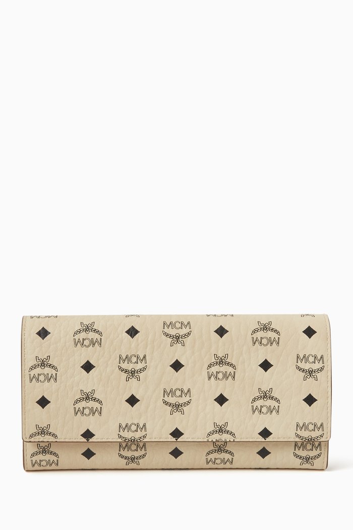 

Large Aren Trifold Wallet in Visetos, Neutral