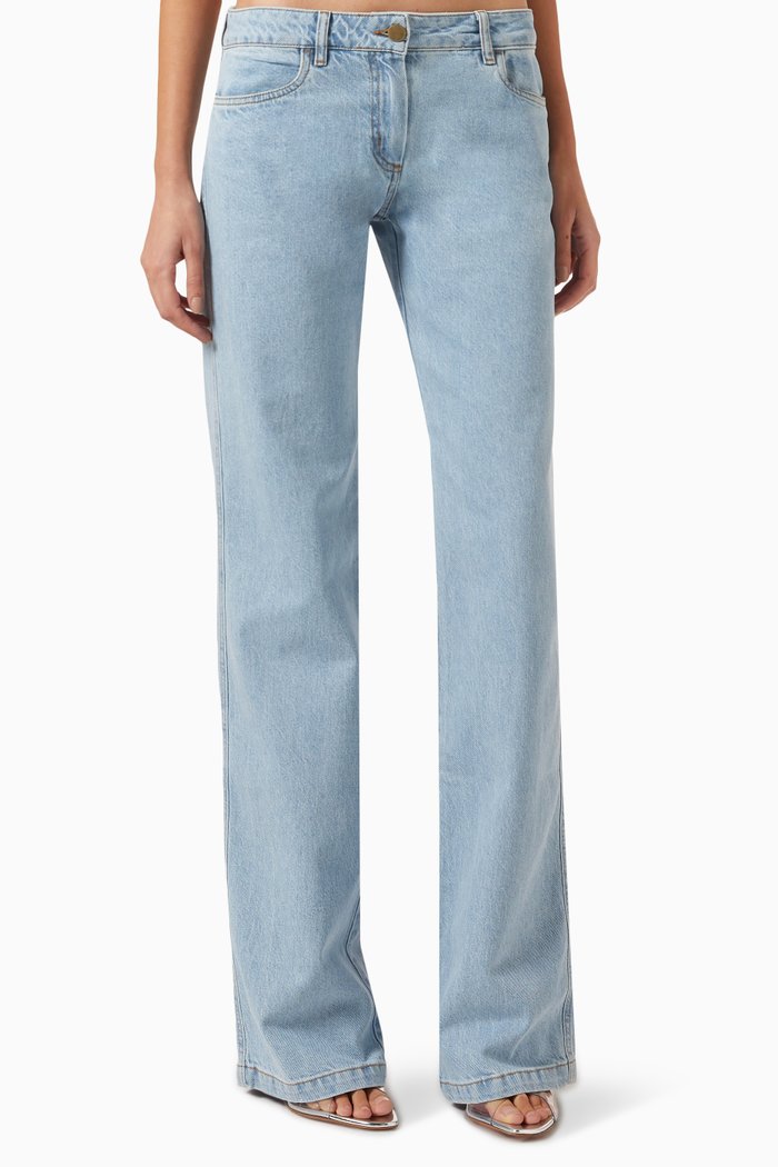 

Sun Flower Crochet Jeans in Denim, Blue