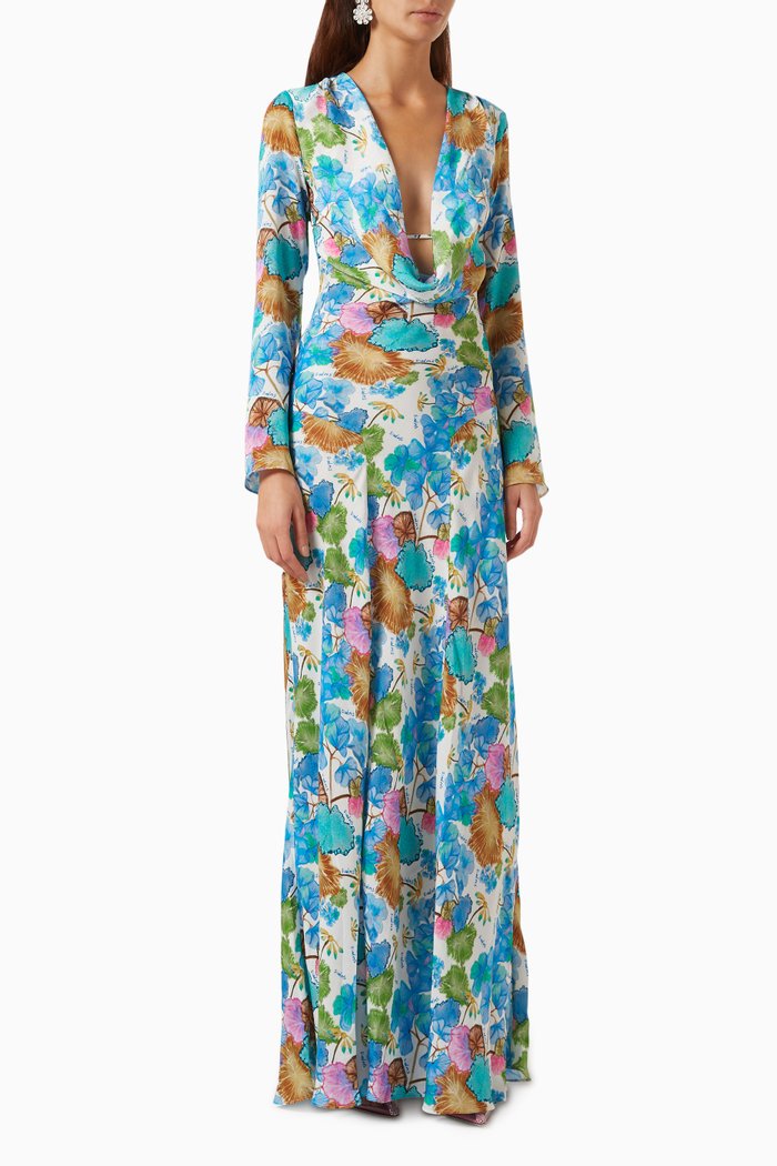 

Senty Floral-print Maxi Dress in Satin, Multicolour