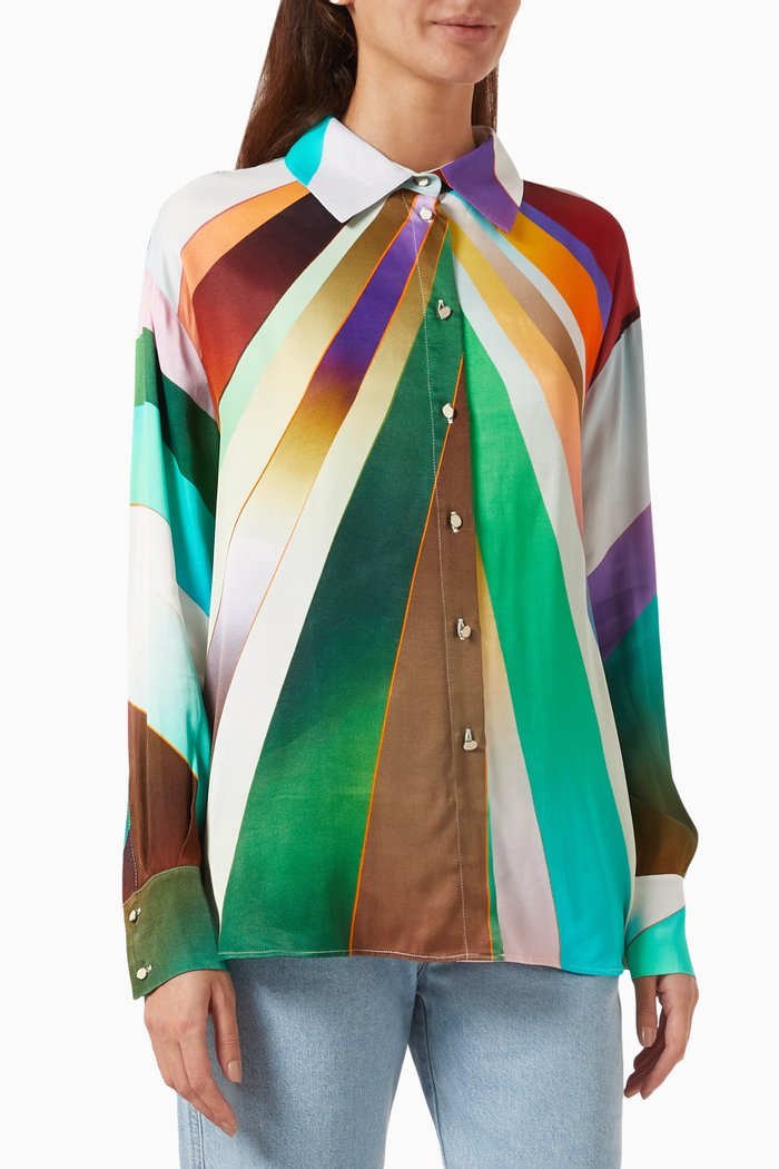 

Esme Sun-ray Oversized Shirt in Satin, Multicolour