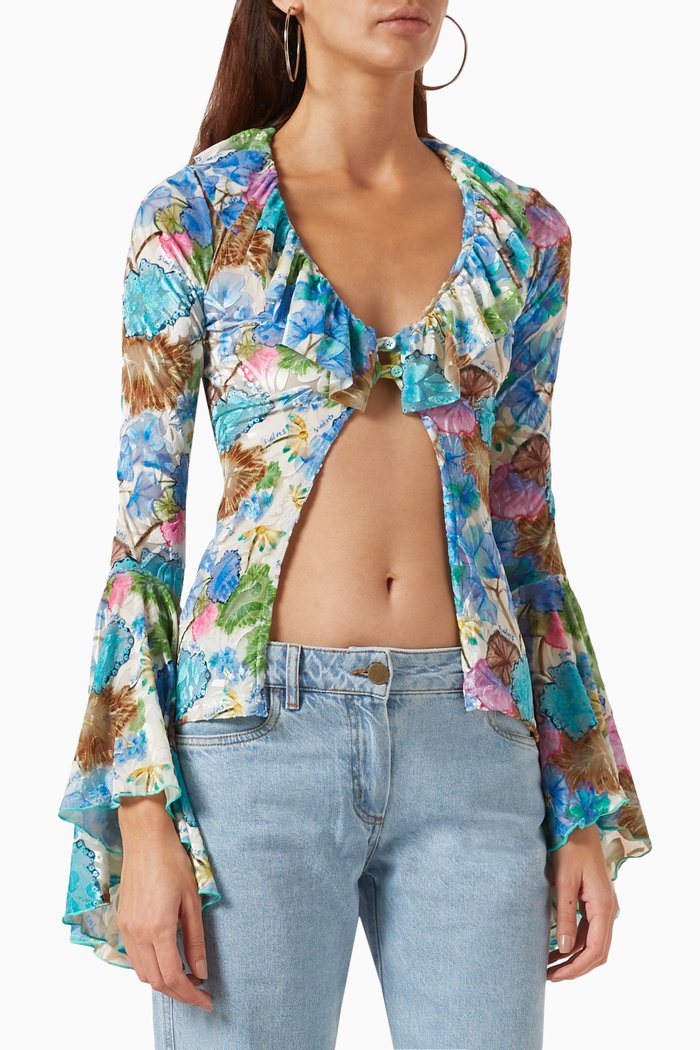 Hailey Floral Shirt in Velvet, Multicolour
