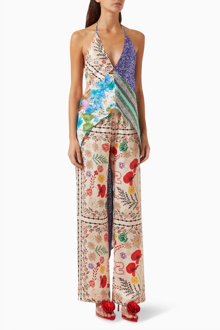 Signe Asymmetrical Top in Satin, Multicolour
