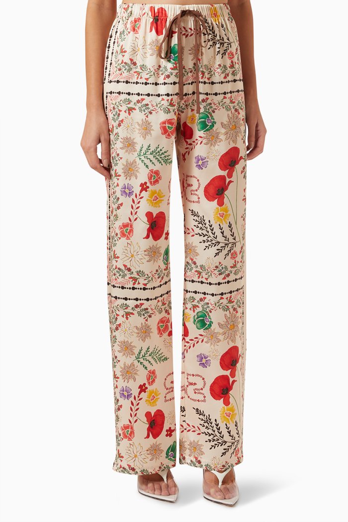 

Nedi Floral-print Pants in Satin, Multicolour