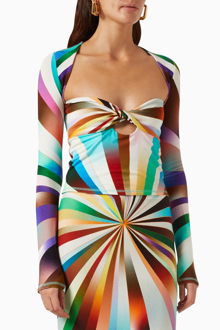 

Divy Sun-ray Print Top in Stretch-knit, Multicolour