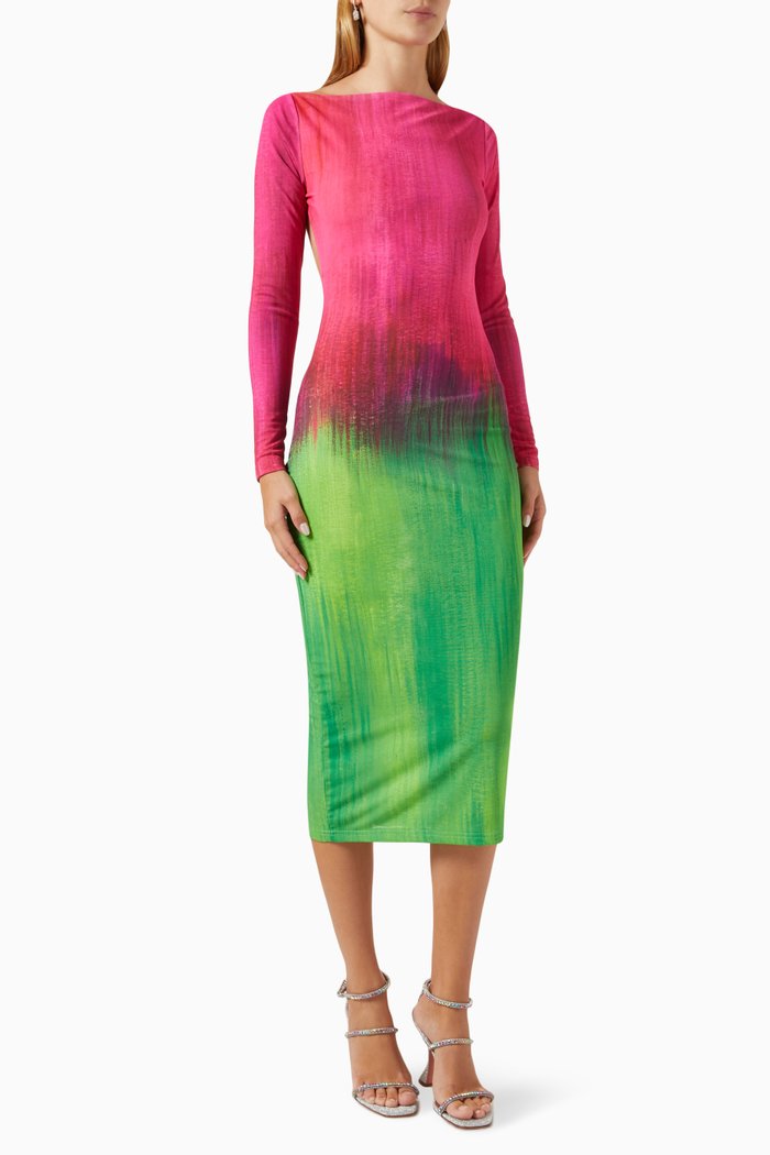 

Alamea Midi Dress in Mesh, Pink