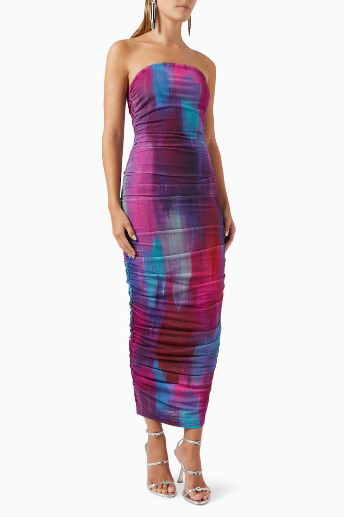 

Hera Strapless Dress in Mesh, Purple