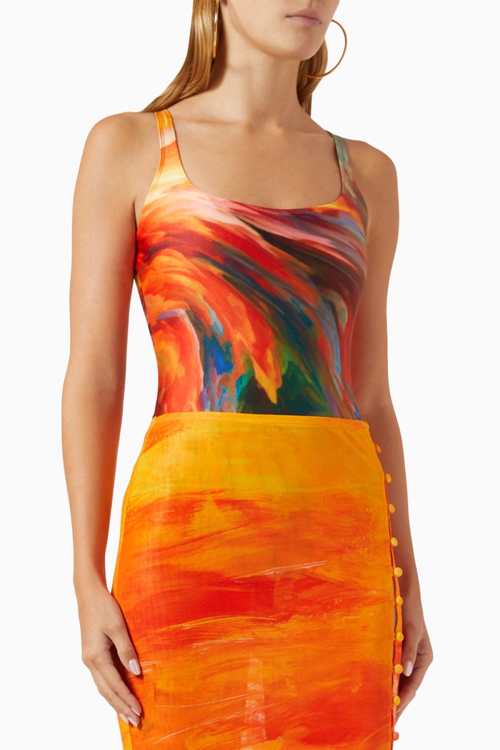 

Mali Bodysuit in Mesh, Orange